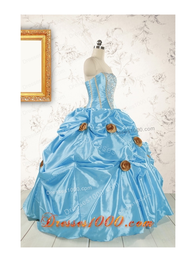 New Style Aqua Blue Quinceanera Dresses with Beading for 2015