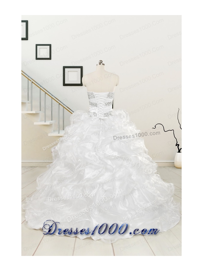 New Sweetheart Sweep Train Beading and Ruffles Quinceanera Dress for 2015