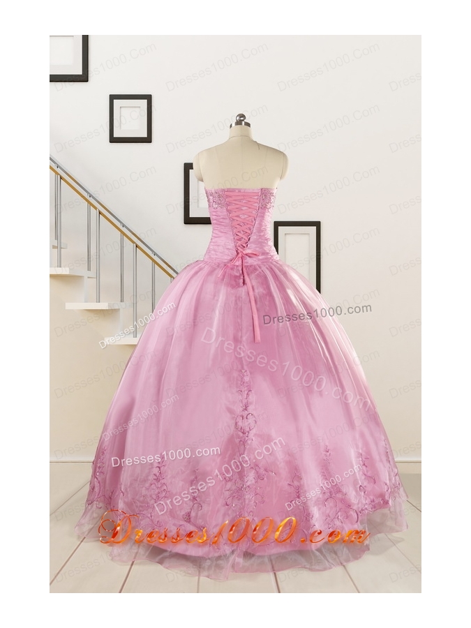 Pretty Baby Pink Quinceanera Dresses with Beading and Appliques for 2015