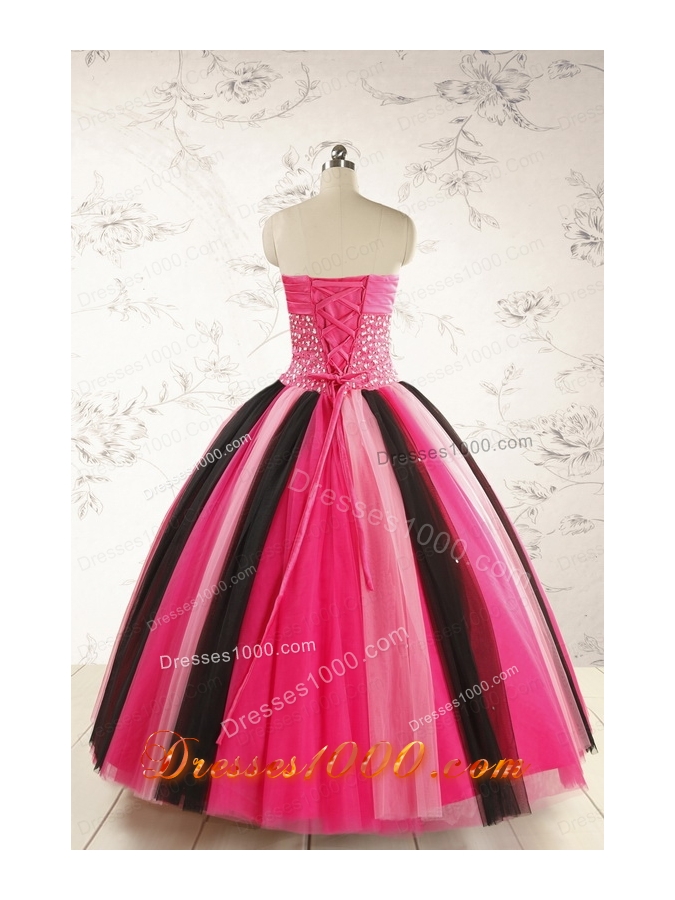 Unique Multi-color 2015 Quinceanera Dresses with Beading