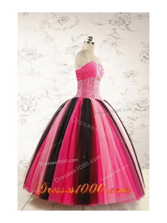 Unique Multi-color 2015 Quinceanera Dresses with Beading