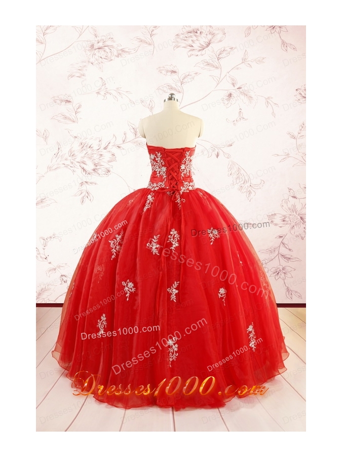 2015 Ball Gown Sweetheart Appliques Quinceanera Dresses