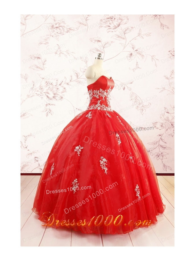 2015 Ball Gown Sweetheart Appliques Quinceanera Dresses