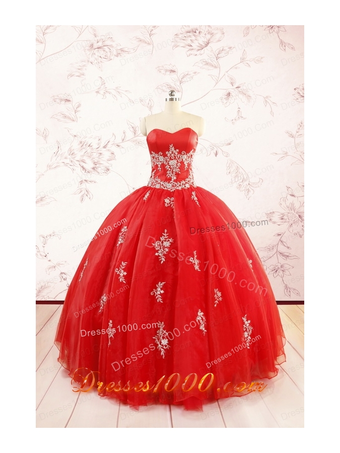2015 Ball Gown Sweetheart Appliques Quinceanera Dresses