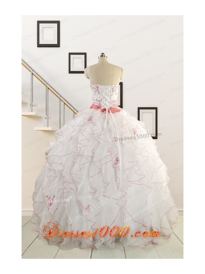 2015 Elegant Sweetheart Quinceanera Dresses with Appliques and Belt