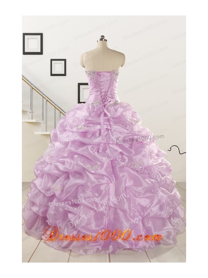 2015 Gorgeous Lilac Quinceanera Dresses with Appliques and Ruffles