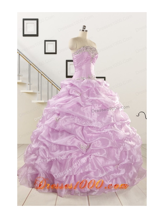 2015 Gorgeous Lilac Quinceanera Dresses with Appliques and Ruffles