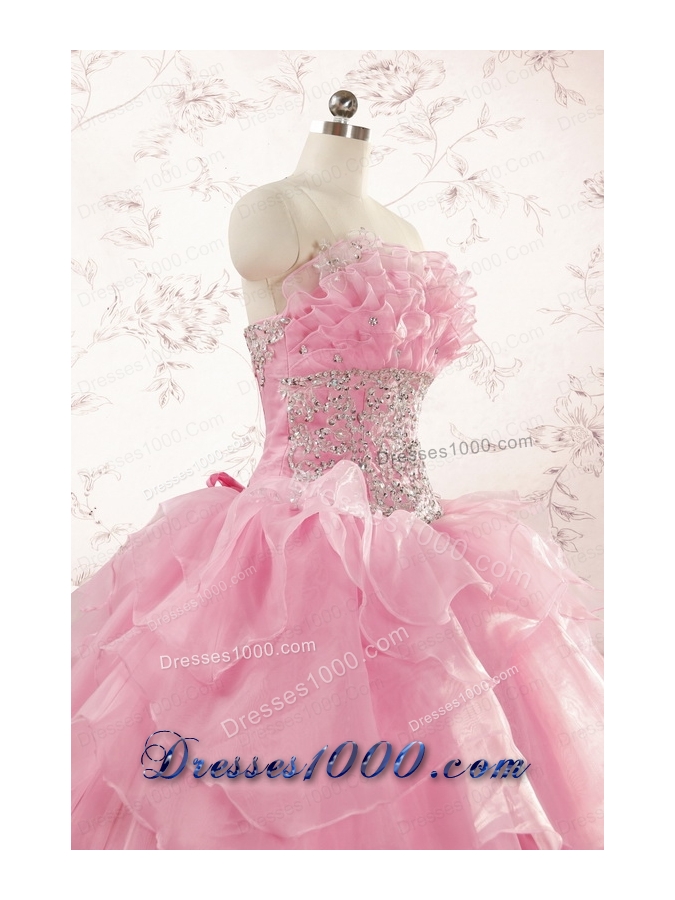 2015 Pretty Appliques Baby Pink Quinceanera Dresses