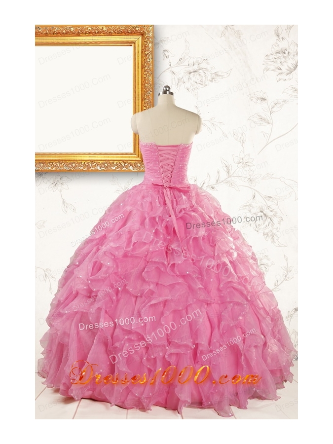 2015 Pretty Sweetheart Beading Baby Pink Quinceanera Dresses