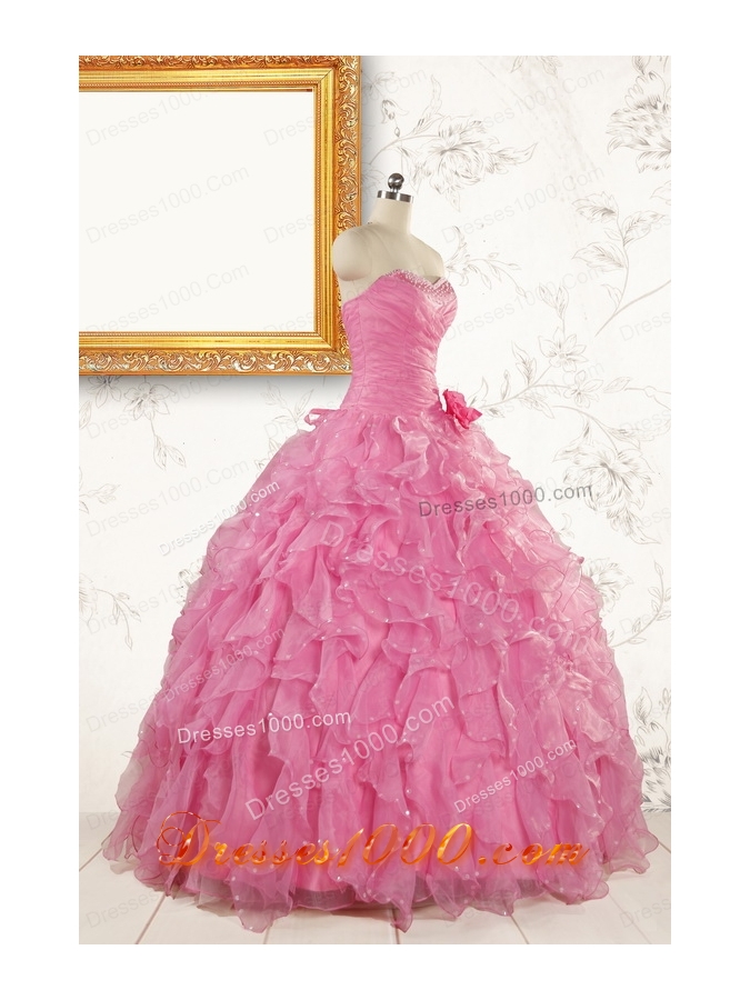 2015 Pretty Sweetheart Beading Baby Pink Quinceanera Dresses