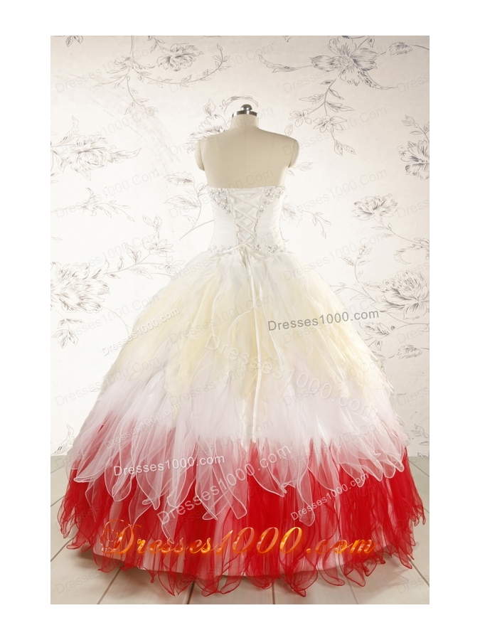 Unique Multi Color Sweetheart Ruffled Quinceanera Dresses wth Beading