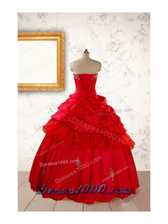 2015 Beautiful Beading Sweetheart Quinceanera Dress in Red