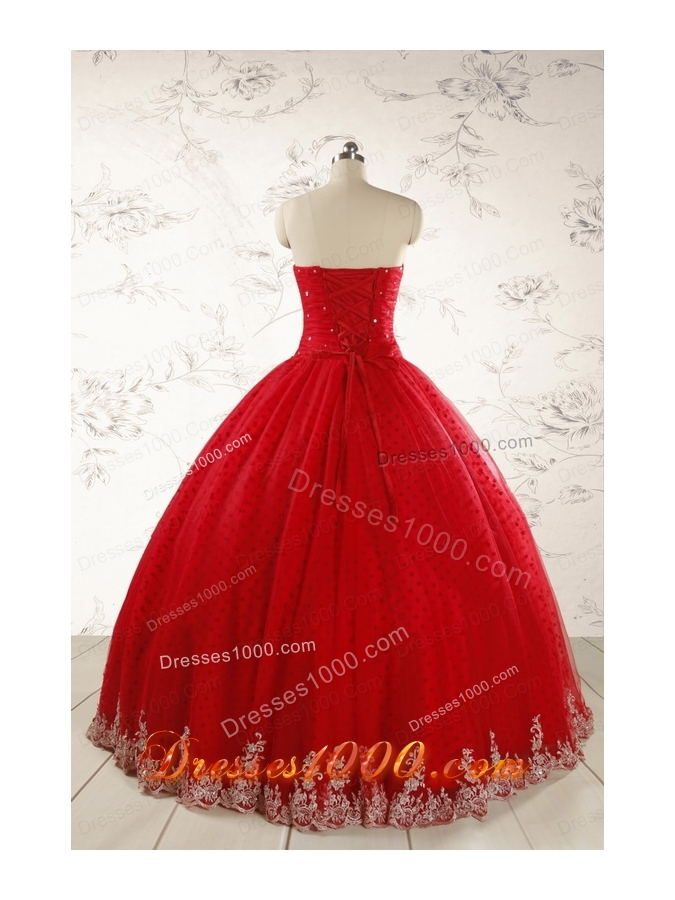 Elegant Red Strapless Quinceanera Dresses for 2015