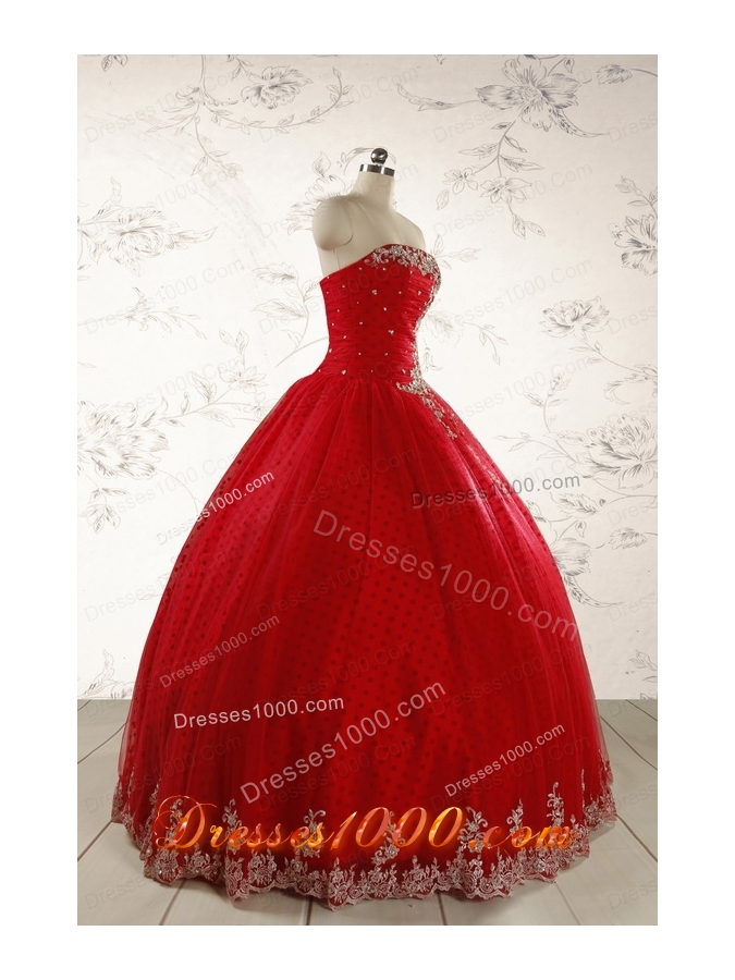 Elegant Red Strapless Quinceanera Dresses for 2015
