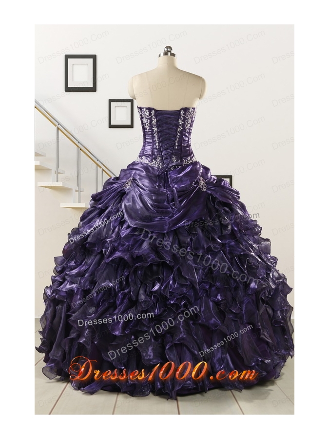Luxurious 2015 Ball Gown Purple Quinceanera Dresses with Appliques