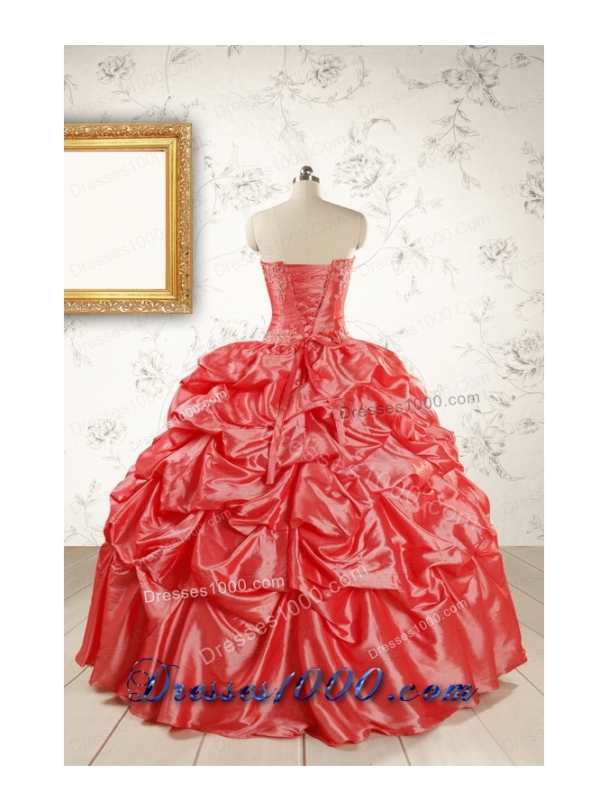 New Style Appliques Quinceanera Dresses in Watermelon
