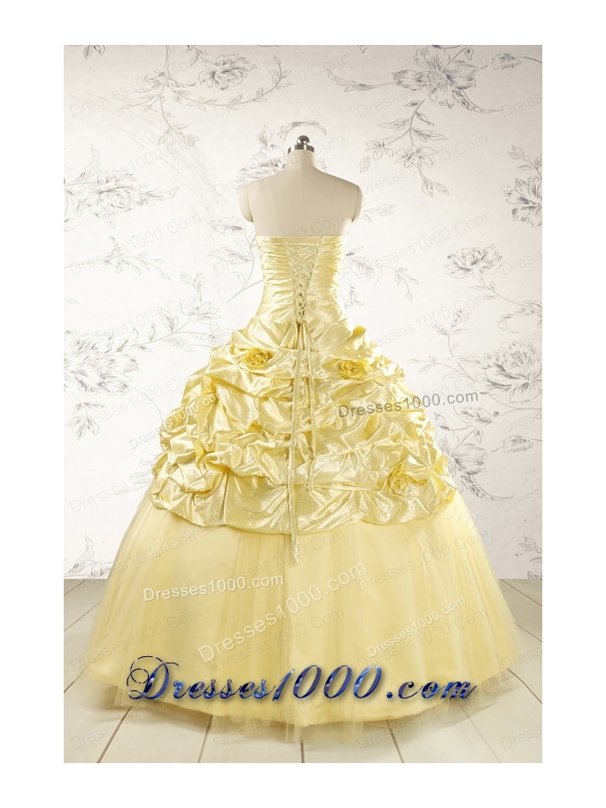Yellow Sweetheart Ball Gown Quinceanera Dress for 2015