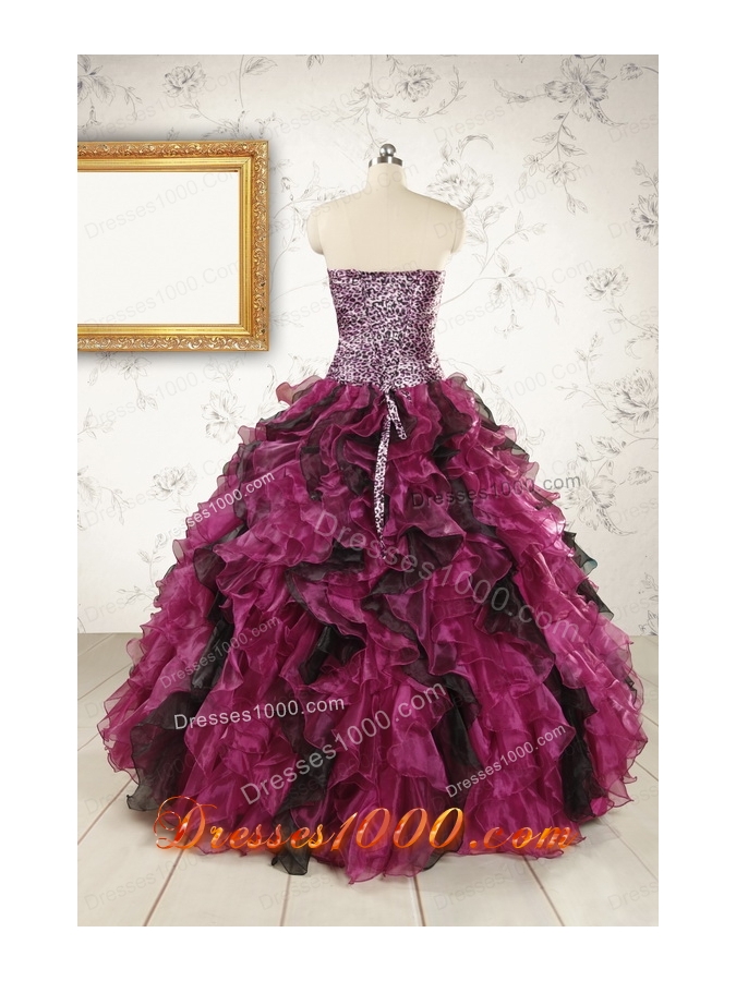 2015 New Style Sweetheart Ruffles Multi-color Quinceanera Dresses
