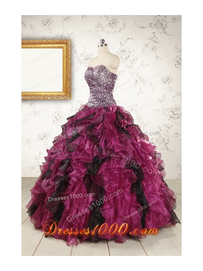 2015 New Style Sweetheart Ruffles Multi-color Quinceanera Dresses