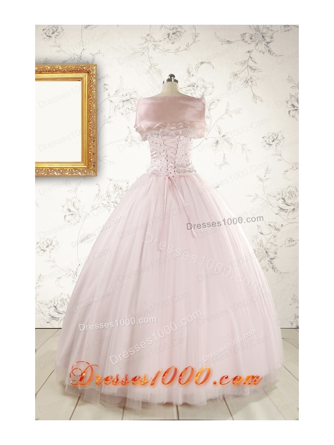 2015 Pretty Beading Light Pink Quinceanera Dresses
