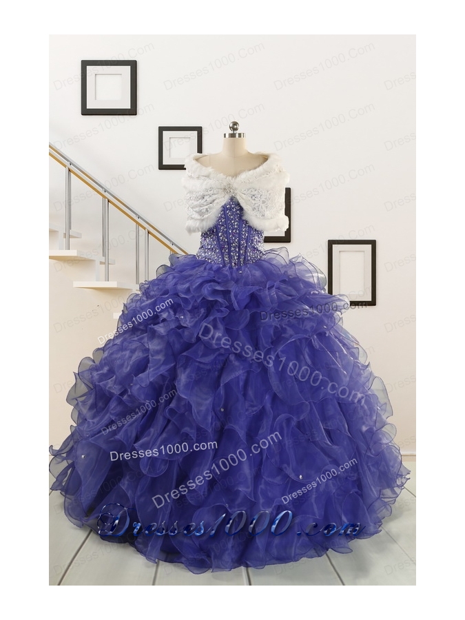 2015 Pretty Sweetheart Quinceanera Dresses with Sequins and Ruffles