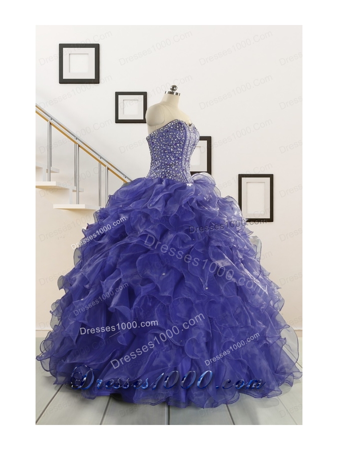 2015 Pretty Sweetheart Quinceanera Dresses with Sequins and Ruffles
