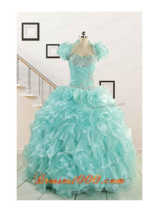 Apple Green Quinceanera Dresses with Beading for 2015