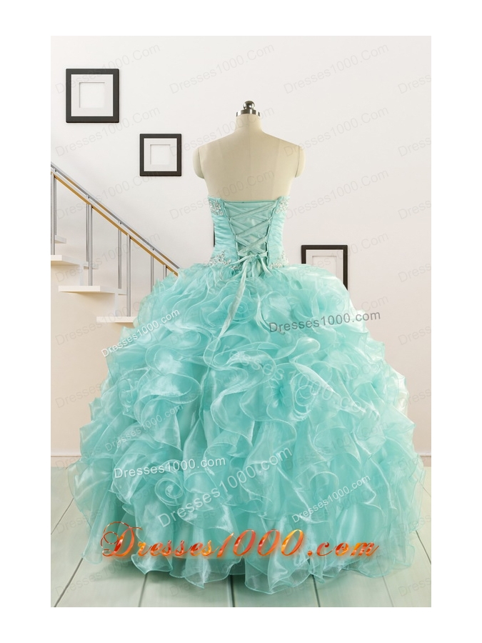Apple Green Quinceanera Dresses with Beading for 2015