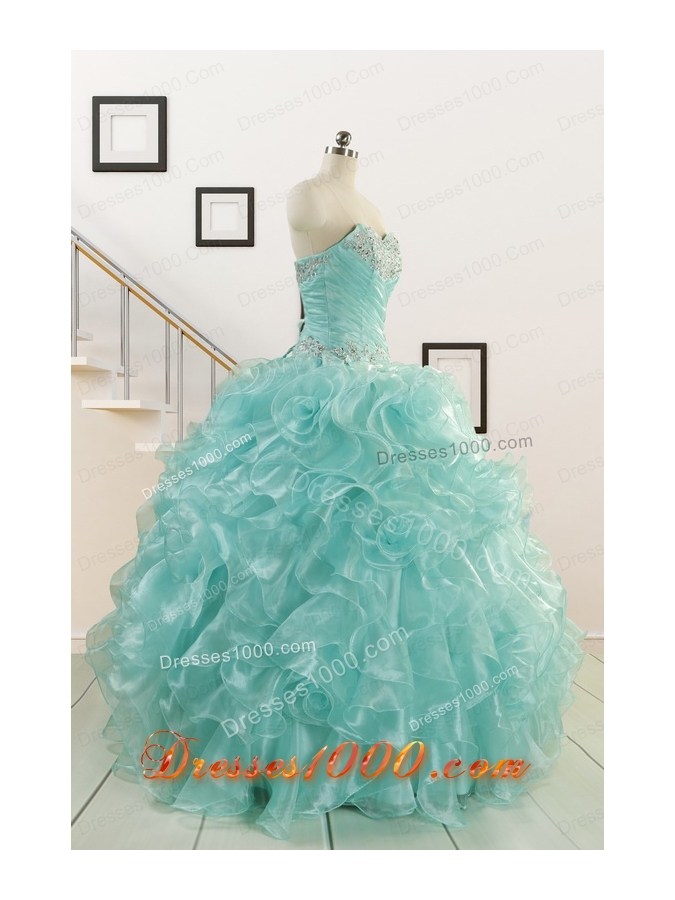 Apple Green Quinceanera Dresses with Beading for 2015