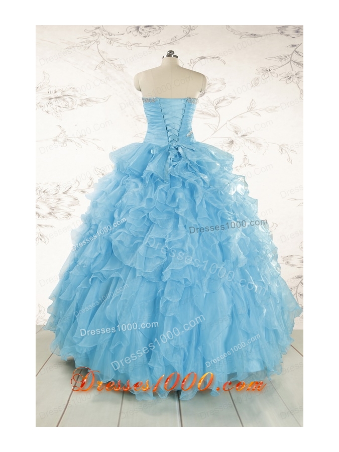 Baby Blue 2015 Prefect Quinceanera Dresses with Beading and Ruffles