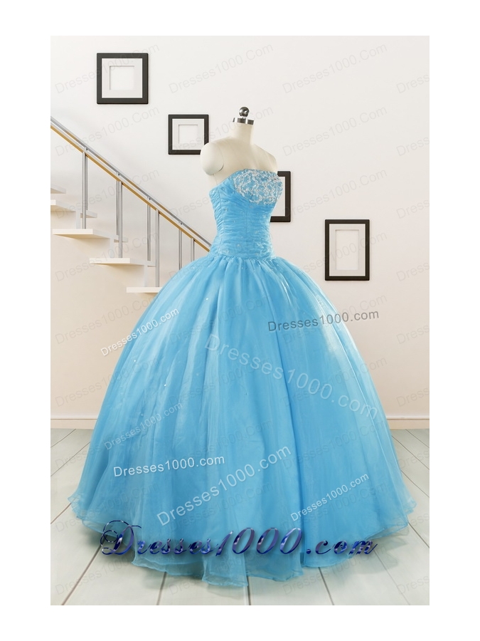 Cheap Strapless Quinceanera Dresses with Appliques