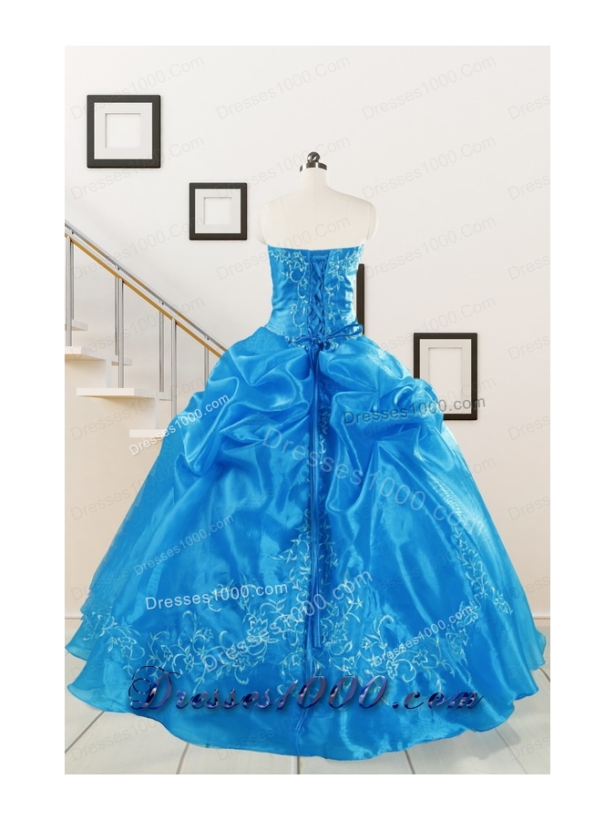 Classical Baby Blue Quinceanera Dresses with Embroidery for 2015