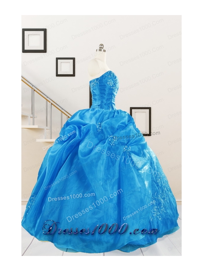 Classical Baby Blue Quinceanera Dresses with Embroidery for 2015
