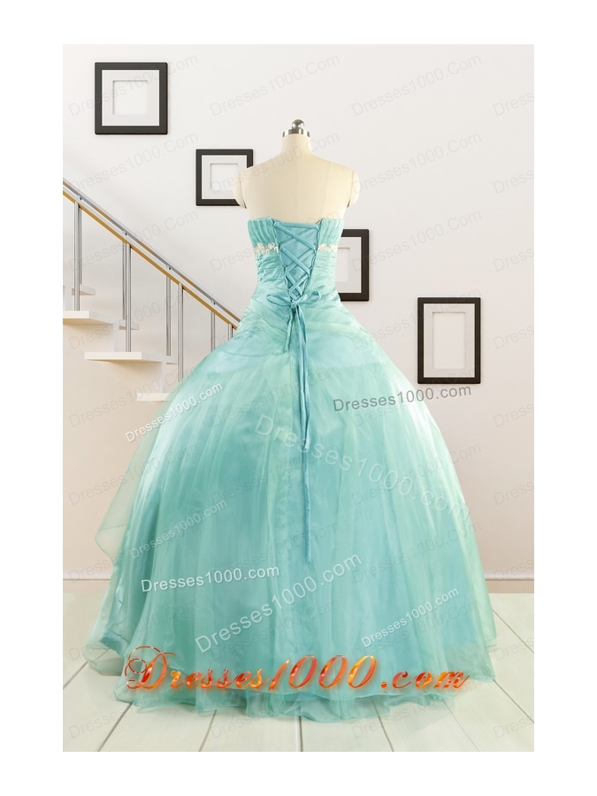 Discount Blue Quinceanera Dresses with Appliques for 2015