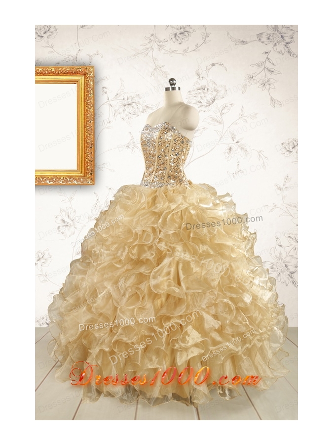 Luxurious Champagne Quinceanera Dresses with Beading