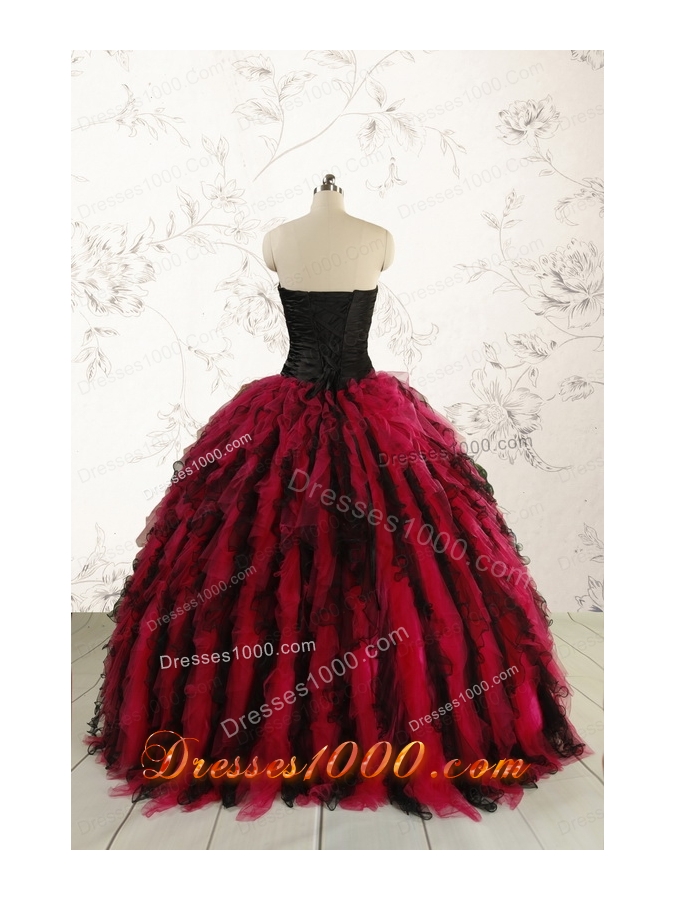 Luxurious Sweetheart Beading Quinceanera Dresses in Red and Black
