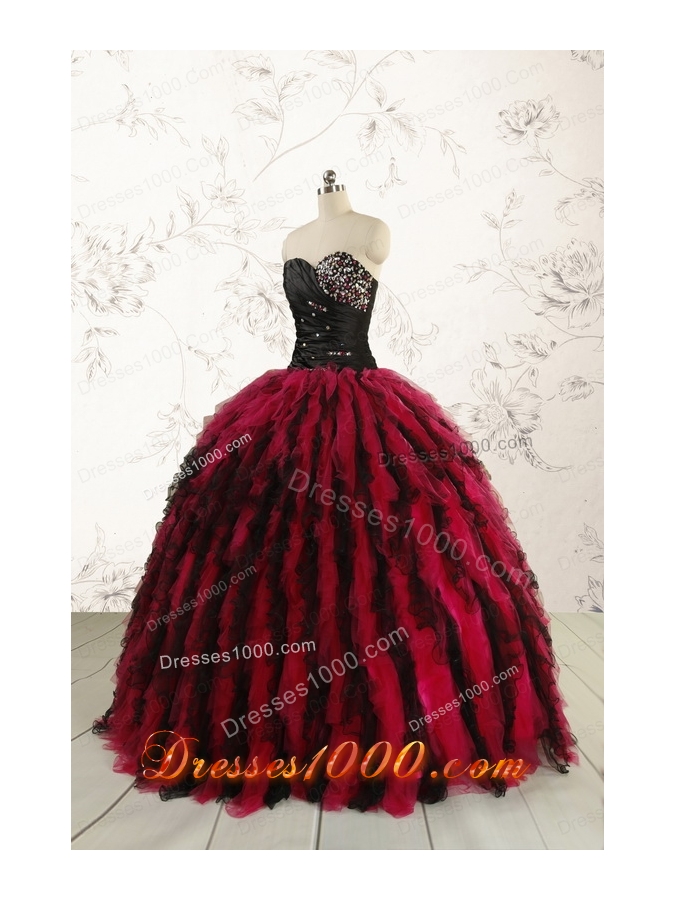 Luxurious Sweetheart Beading Quinceanera Dresses in Red and Black
