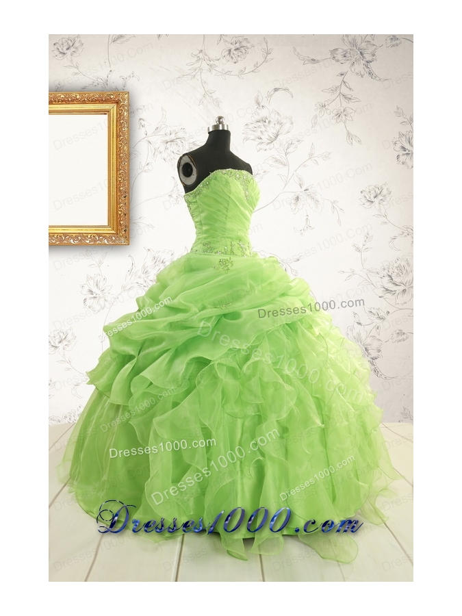 Perfect Green Quinceanera Dresses with Beading and Ruffles