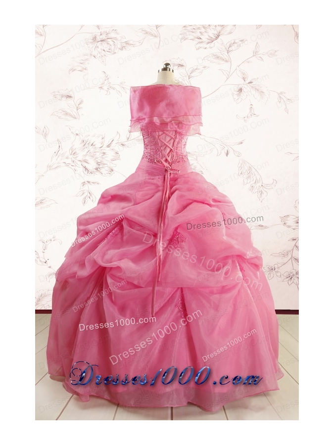 Perfect Rose Pink Quinceanera Gowns with Pick Ups for 2015