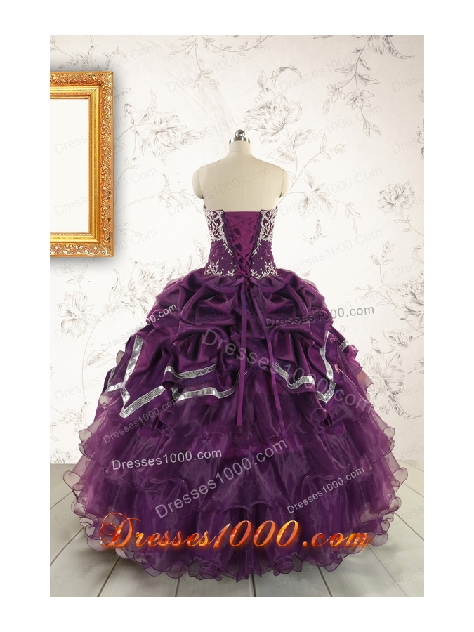 Pretty Purple Quinceanera Dresses with Appliques For 2015