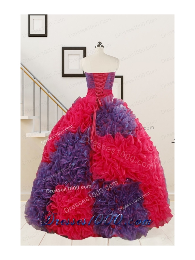 Wonderful Beading and Ruffles Multi-color Quinceanera Dresses