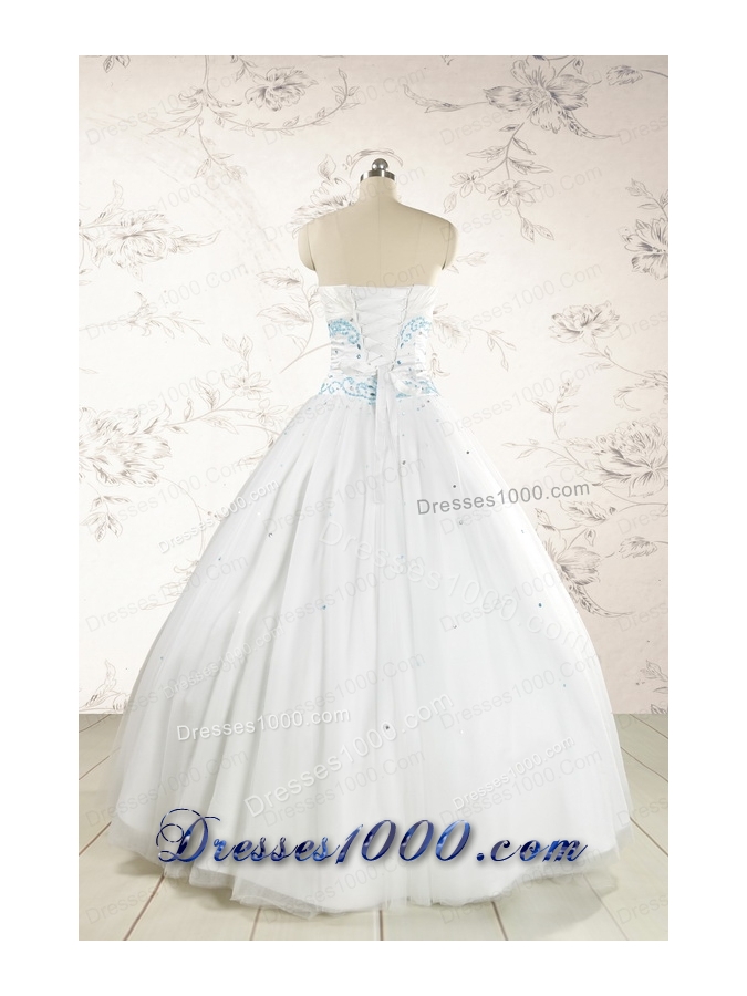 2015 Beautiful Appliques and Beading White Quinceanera Dresses