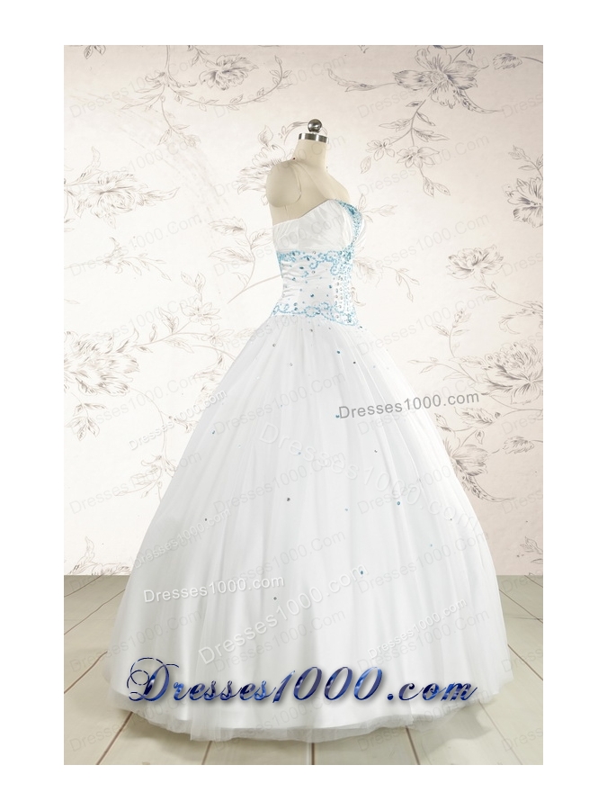 2015 Beautiful Appliques and Beading White Quinceanera Dresses