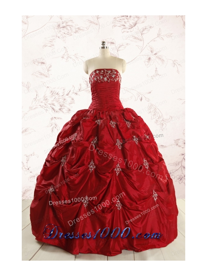 2015 Beautiful Sweetheart Appliques Quinceanera Dresses