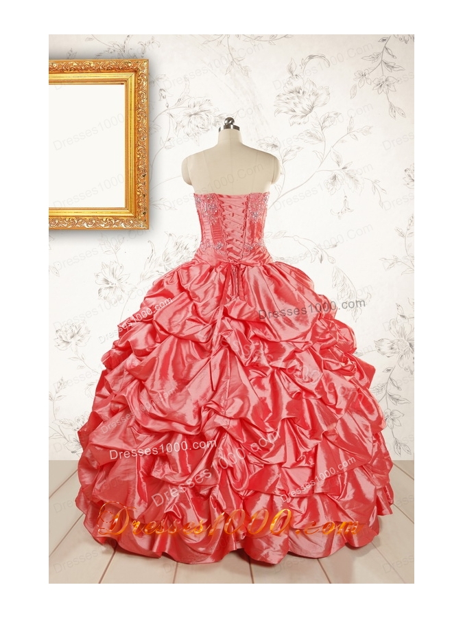 2015 Beautiful Sweetheart Beading Quinceanera Dresses in Watermelon