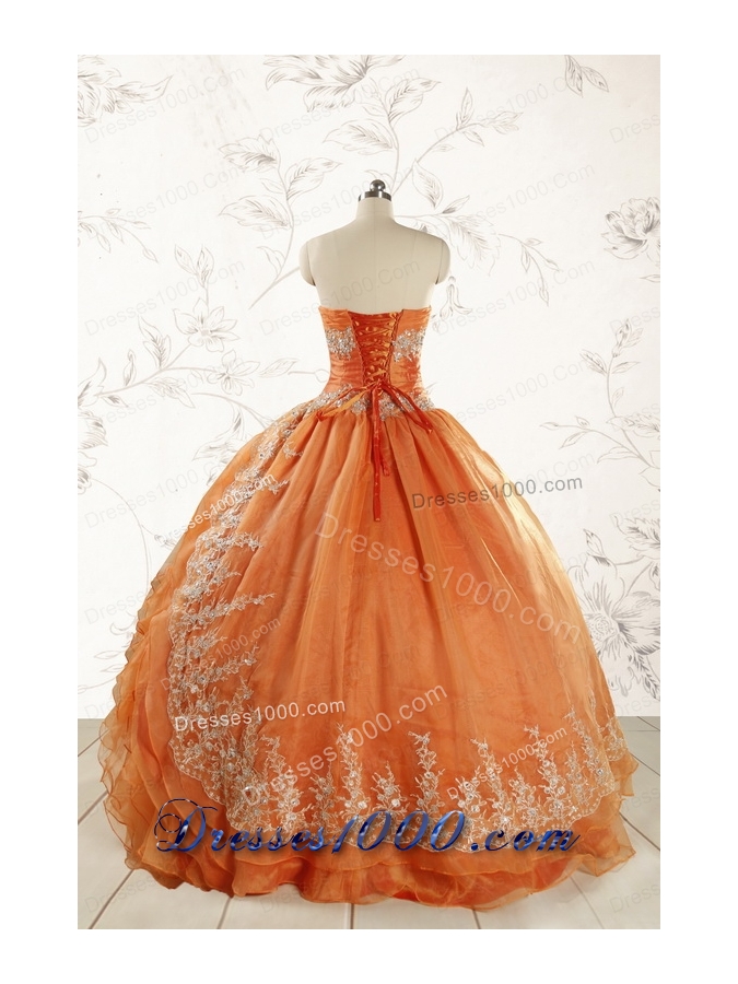 2015 Cheap Appliques Quinceanera Dresses in Orange