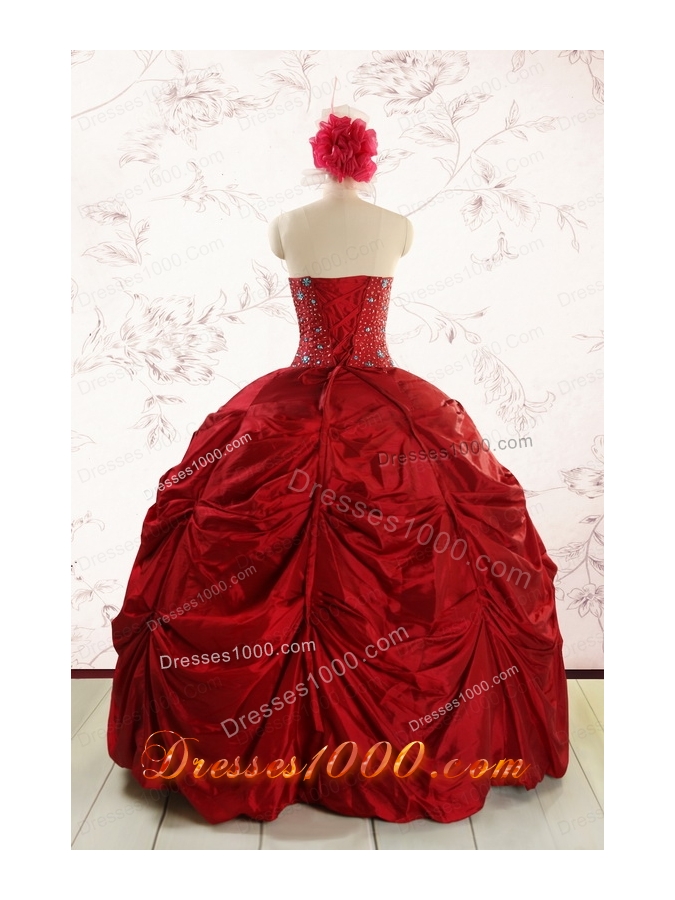 2015 Cheap Strapless Quinceanera Dresses with Beading