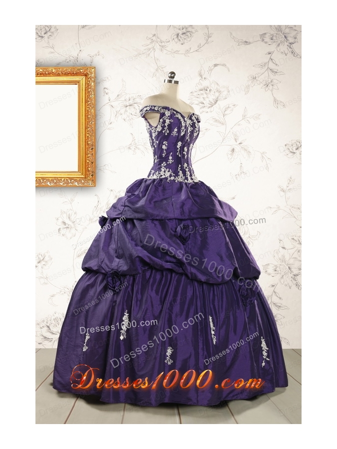 2015 Latest Off The Shoulder Appliques Quinceanera Dresses in Purple