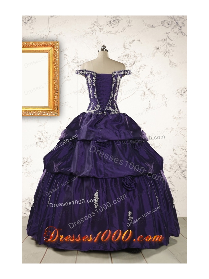 2015 Latest Off The Shoulder Appliques Quinceanera Dresses in Purple