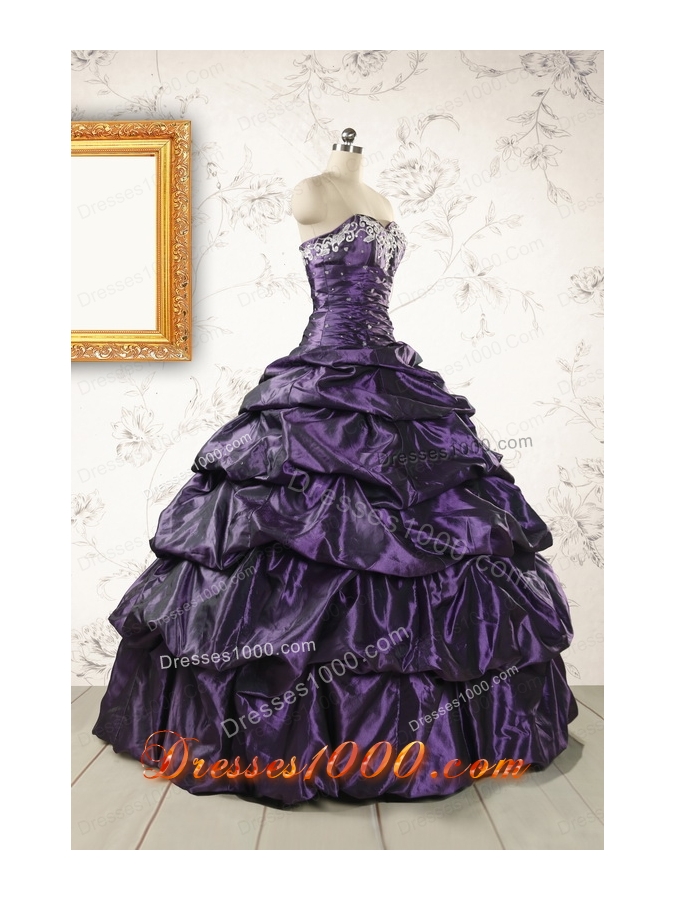 2015 Modern Sweetheart Purple Quinceanera Dresses with Appliques